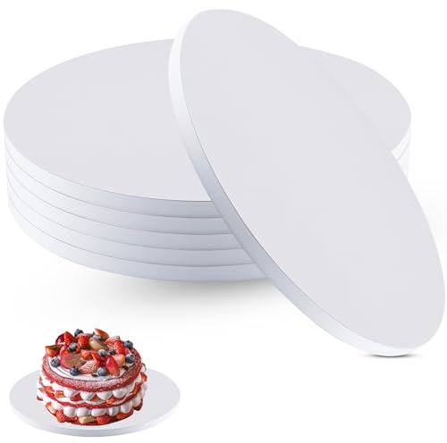 Foymlon 6 Stück Cake Drum, Cake Board 30 cm Rund x 12 mm Dicke, Tortenplatte Weiß, Wiederverwendbar Torten Unterplatten für Transport Kuchen und Desserts