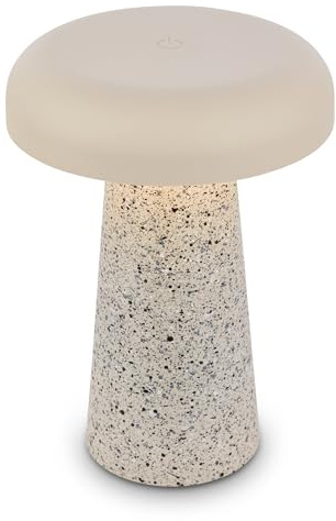 BRILONER - LED Tischlampe kabellos IP44 mit Touch, dimmbar, warmweiß, Akku Tischleuchte, Nachttischlampe, Leselampe, LED Lampe, Outdoor, Touchlampe, Tischlampe Akku, 12x17 cm, Travertin-Warm grey