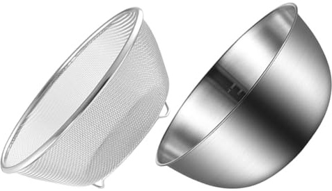TOYANDONA Scolapasta e Ciotola in Acciaio Inox Colino Maglia Fine per Verdure e Frutta Scolaverdure Compatto per Cucina Lavabile e Facile da Conservare