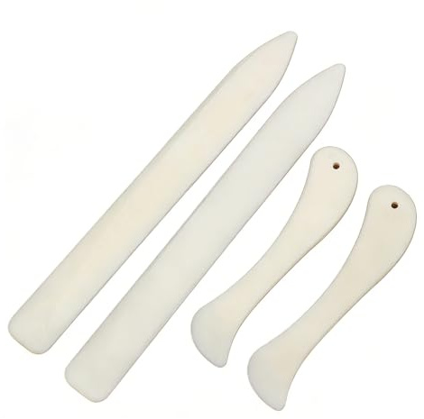 Ruvan 4 Stück Falzbein, Papier Bonefolder Für Papier,Falzbrett Bone,Folder Schneide Bags,Binding Book Falz,Schneidebrett Tool Umschläge,Werkzeug White,Falzen Falzmaschine,Falzmaschinen Falzstift