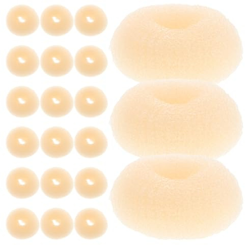 DEARMAMY 30 Pièces Mini Donuts Chignon Blanc Petit Format, Outil Coiffure pour Cheveux Longs et Épais, Accessoires Cheveux Professionnels pour Bureau, École et Fêtes
