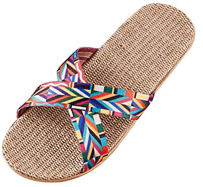 Genérico zapatillas de casa mujer verano transpirables, para la playa, sin cordones, planos, informales, sandalias (Multicolor, 35-36)