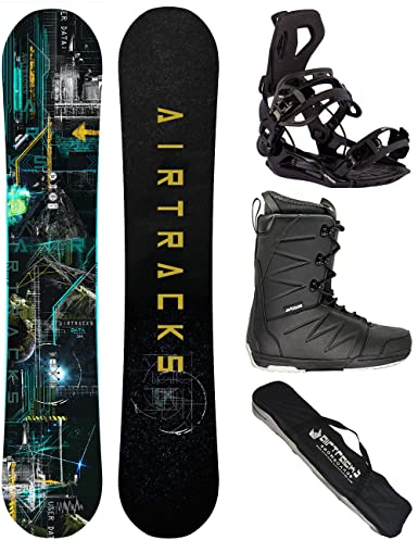 Airtracks Herren Snowboard Set Board Data Wide Freestyle Freeride 155 - Softbindung Master - Softboots Star Black 42 - SB Bag