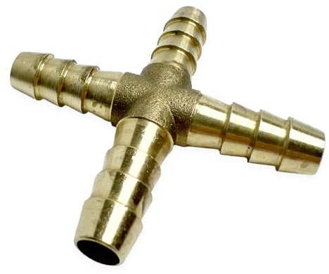 Kreuz-Schlauchverbinder Messing (9 mm, Kreuz-Schlauchverbinder)