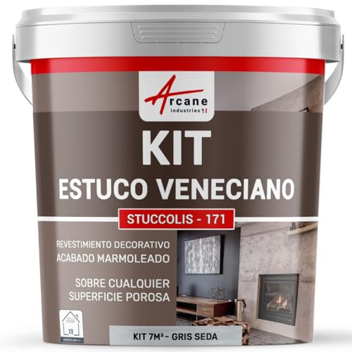 Set Stuckfarbe, STUCCOLIS Putz mit Mörtel und Farbstoff Seidengrau - kit bis zu 7 m²