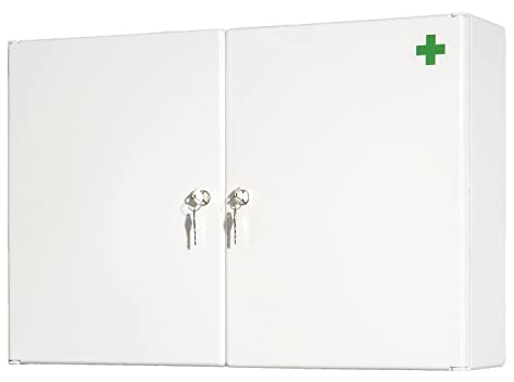 Jokey Medizinschrank abschließbar, großer Medizinschrank in Weiß, Arzneischrank Hausapotheke Erste Hilfe Schrank Medi II