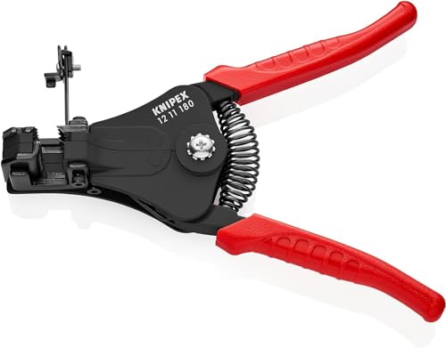 KNIPEX Abisolierzange, 12 11 180 | Mit Formmessern schwarz lackiert mit Kunststoff-Griffhüllen 180 mm
