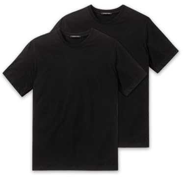 Schiesser - Canottiera, Manica Corta, Pacco da 2, Uomo, Nero (Schwarz (000-schwarz)), 3XL
