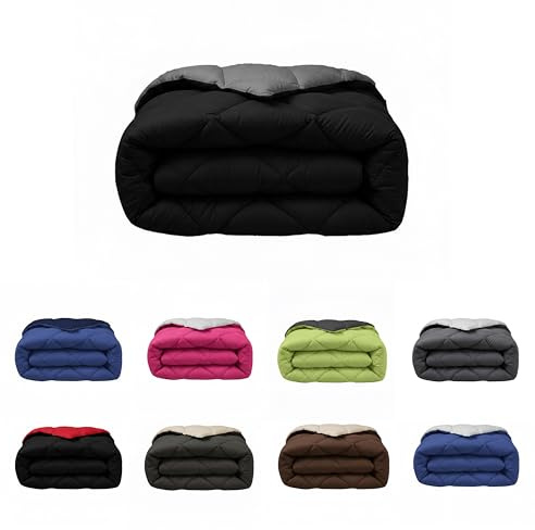 SABANALIA - Edredon Cama 135 y Edredon Cama 150 | 240x270 | Edredón nórdico de 400 g Reversible (Bicolor) | Relleno de Fibra Hueca Virgen Siliconada | Hipoalergénico | Color Gris y Negro