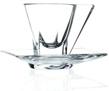 RCR Espresso Lot de 2 tasses + 2 Sous-Tasses en verre italienne Cristal cristallin