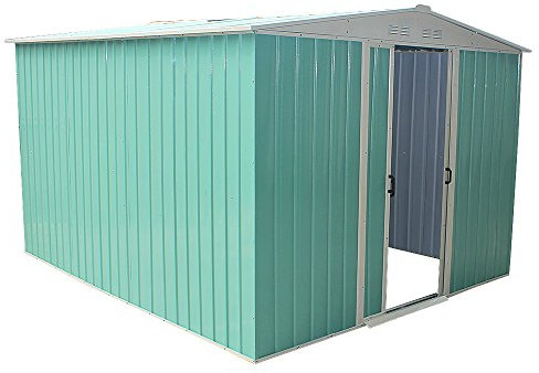 Panana 8 x 10ft Metal Garden Apex Roof Storage Shed Metal Flat Roof Shed Door at 8FT side