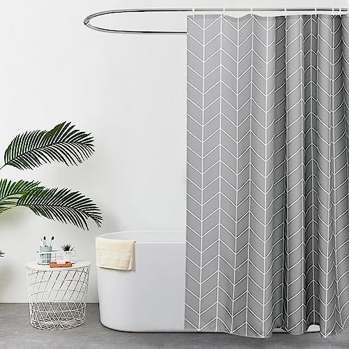 EurCross Geometric Pattern Grey Shower Curtain for Bathroom,Water Repellant Anti Mould Extra Wide/Long Shower Curtains 200 X 200cm(78''W x 78''L),Including 12pcs Hooks.