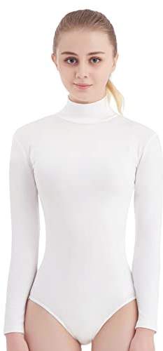 SUPRNOWA Rollkragen-Trikot, lange Ärmel, Spandex, Tanz, Workout, Fitness, Body für Damen