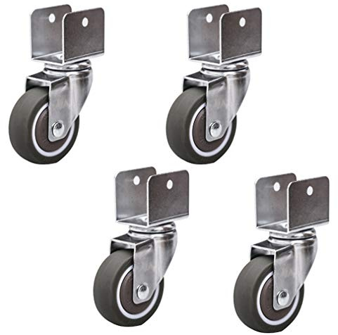 Lenkrollen für Kinderbetten,mit U-Förmige Halterung,2 Zoll 50 mm Möbelrollen aus Gummi mit Bremse,Stumm,Kugellager,Tragfähigkeit 75kg,4er-Set,mit Schrauben (16MM-U Type,4Swivel)