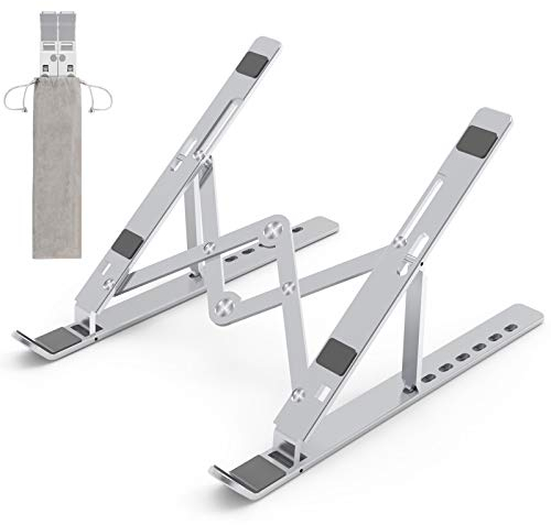 Nayka Adjustable Laptop Stand, Portable Laptop Riser for Desk, ABS+Silicone Laptop Holder, Foldable Ventilated Cooling Notebook Stand for 10-15.6” Laptops,Tablets