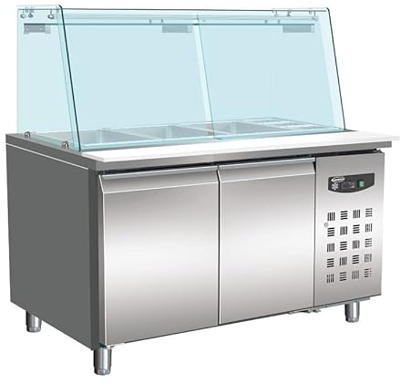 Saladette Réfrigérée avec 2 Portes et Vitrine 4 Bacs GN 1/1 - Combisteel - R290 2 Portes
