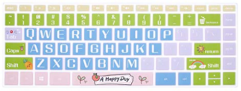 WYGCH Silicone Keyboard Cover for HP 14 Laptop 2020 2019 2018,Pavilion x360 14M-BA 14M-CD 14M-DH 14-BA 14-BF 14-cm 14-CF 14-DF 14-DK 14-DS 14-DQ Series 14 Inch Protective Skin,Happy Day