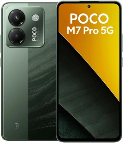 Xiaomi POCO M7 Pro Smartphone 5G 12+256 Powerful Dimensity 7025-Ultra 120Hz FHD+ Eye Care AMOLED Pantalla IP64 resistente al polvo y al agua, cargador no incluido (verde)