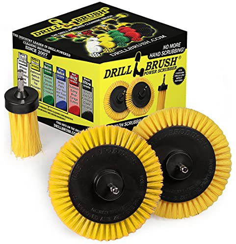 Tile and Grout Cleaning Drill Brush Set - 3 Pack Power Scrubber Cleaning Brush Yellow Medium Stiffness - Shower Floor Scrub Brush for Drill - Bathroom Scrubber