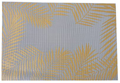 Tovagliette Americana Foglie Grigie Dorate Tovagliette Colazione PVC Tovagliette Americana Plastica Lavabili Antiscivolo Sottopiatti Resistente Al Calore Sotto Piatti Da Tavola 30x45cm 8 Pcs