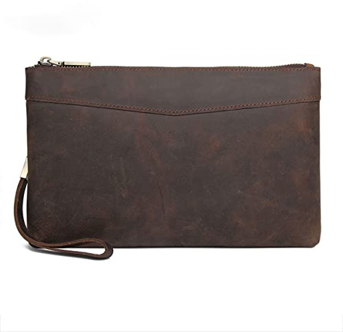 XIXIDIAN Herren-Kupplungsbeutel PU-Leder-Business-Umschlag-Taschen-Münz-Geldbörse Telefon Bag-Karten-Organizer-Geldbörse (Color : Black, Size : 25 * 15.5CM)