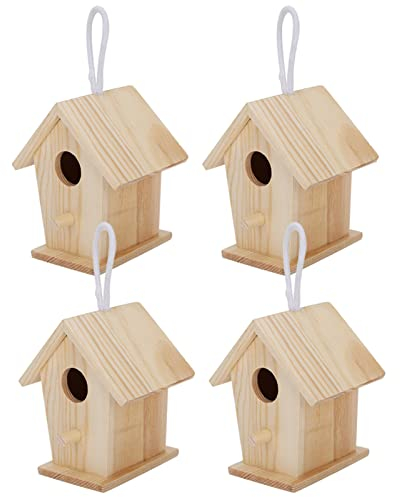 Casa de Pájaro Madera Al Aire Libre, Colgante Pájaros Casita Nido Exterior Platano Resistente A Intemperie Manualidades Caja Ecoración Patio Jardín Adorno para WREN Swallow Sparrow Hummingbird Finch