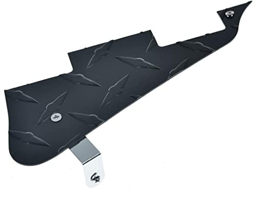 KAISH Premium Metal Black Diamond Plate LP Guitar Pickguard Aluminum Scratch Plate with Metal Chrome Bracket Fits Epi Les Paul