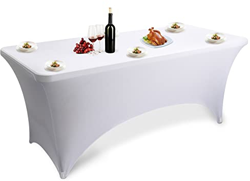 Spandex Stretch Tischdecke Stretch Stehtisch Husse 183x75x75 cm Tischwäsche Elastische Tischhusse Abwaschbar Tischabdeckung für Bar Geburtstagsfeier Party Hochzeit Bistrotische 6ft