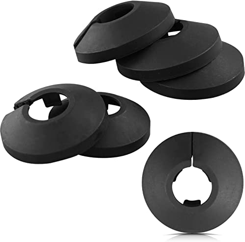 Confezione da 6,15 mm di plastica per tubi del radiatore nero collari per tubi in plastica divisa piastra di copertura leggera per tubo da parete decorazione