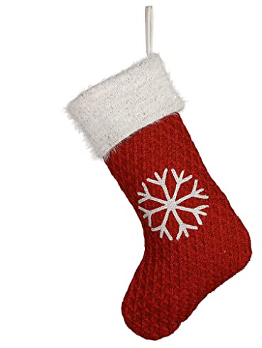 Dibor Christmas Stocking Red Knit Snowflake Embroidered Xmas Stocking 18