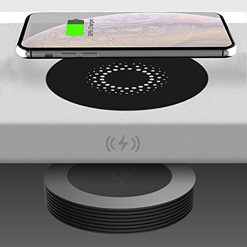 Caricatore wireless invisibile, caricatore QI da 22-32 mm sotto il tavolo, ricarica wireless da 10 W per tutti i dispositivi standard Qi per bar/tavolo da caffè/scrivania (Color:Nero)