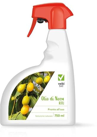 Vebi OLIO NEEM RTU Rimedio Naturale Biologico Protezione Piante e Orto contro Acari Coccinilia Cimici Pronto Uso Spray 750 ML