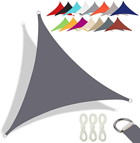 CANYUE qualità Tessuto Oxford - Tenda A Vela Triangolare - Vela Ombreggiante Parasole Traspirante E Protezione Solare Raggi UV per Esterno Giardino Terrazza (6X6X6 m,Grigio)