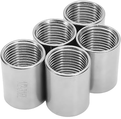 Konuooer (5 STK) Gewinde Fitting,Threaded Fittings Edelstahl (316) Gewindefitting 1/2 Muffe Edelstahl Hahnverlängerung für Rohrleitungen Heizkörpern Sanitäranlagen