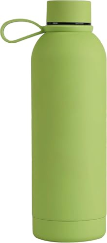 Memotak Borraccia Bottle Soft Touch 500 ml PERSONALIZZABILE -STAMPA UV O LASER Bottiglia isolata a tenuta stagna per Sport, Bambino, Bambina | 24 ore freddo & 12 ore caldo (Verde Lime UV)
