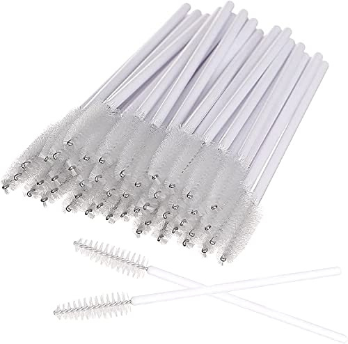 XZEIT Bacchette per Mascara 100 Pezzi Spazzole per Ciglia USA e Getta Applicatore per Sopracciglia per Ciglia Micro Pennello Kit di Strumenti per pennelli per Trucco cosmetico (Bianco 100 Pezzi)
