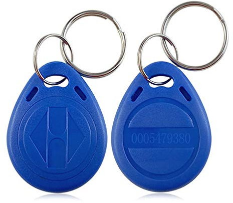 AOAMZ 10 x RFID-märken 125KHz nyckelring EM4100 / TK4100 NFC Token närhet EM Transponder Smart ID Key Card Tag Keyfobs för säkerhetsinmatningssystem färg blå
