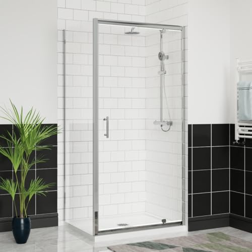 Aquariss 1000x700mm Pivot Shower Door Enclosure with Side Panel Chrome | Reversible, Aluminum Profile, 6mm Tempered Easy Clean Glass, Zinc Alloy Hinge, 20mm Wall Adjustable, Seal Strips
