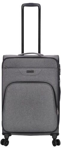 Kenorada Reisetrolley SoftLITE 4w | Koffer aus strapazierfähigem Polyester | Leichter Trolley mit Vier Doppelrollen | TSA Zahlenschloss (grau Melange anthrazit, M - 67 cm mittlerer Koffer)