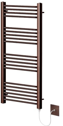 Greened House Brushed Bronze Electric Heated Towel Rail 400mm W x 1200mm H | Flat, Bathroom Radiator, Towel Warmer, Straight