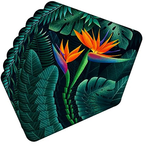 MG Design Set aus 8 Kork-Platzsets – Tropical Flowers 1 – 30 x 40 cm – hitzebeständig & abwischbar, mit Korkrückseite