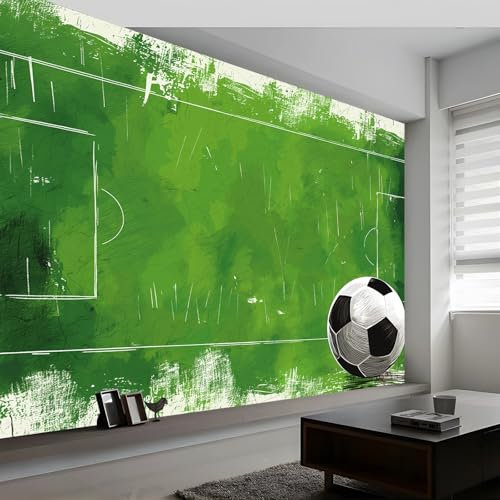 Custom Football Field Football Sports Panoramic Wall Mural, Painting Style Wallpaper 500 x 280 cm (W x H), Modern Wall Art Mural Panoramic Poster Wallpaper for Living Room Bedroom Office