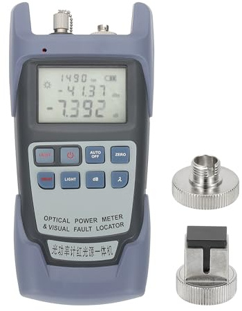 PATIKIL 650nm Fiber Optical Tester, Optical Power Meter Built-in 1MW Visual Fault Locator Fiber Light Meter with 2.5mm SC FC Connector Test Equipment for Network Testing Tools