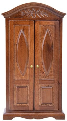 Mini-Vintage-Kleiderschrank Im Ma?stab 1:12, Holz-Doppelt¨¹r-Kleiderschrank, Puppenhaus-M?Bel, Retro-Pastoral-Stil (Brown)