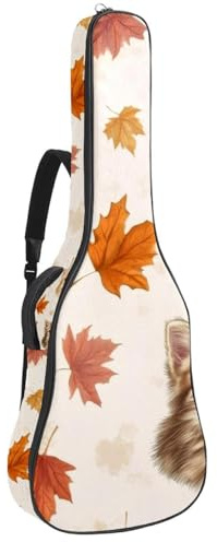 Gitarrentasche mit Kätzchengesichtern und Herzen, nahtloses Muster, gepolsterte Tasche für Akustikgitarre, Rucksack mit verstellbaren Schultergurttaschen, Mehrfarbig 07, 42.9x16.9x4.7 in, Lässiger