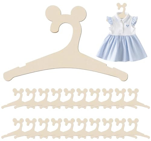 Dzmuero Kinderkleiderbügel Holz, Baby Kleiderbügel, 20 Stück Kinderbügel, Puppen Kleiderbügel Holz, Niedliche Form, Rillen-Design, zur Dekoration, zum Aufhängen von Kleidung