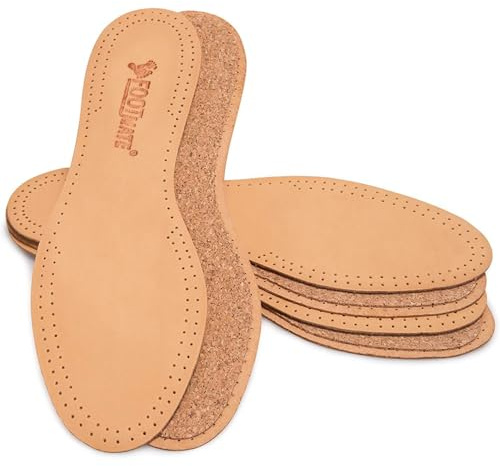 FOOT MATE Semelles Chaussures Confort 3 Paires - Semelle Cuir avec du Liège - Semelle anti Odeur et Transpiration pour Homme et Femme (41/42, Beige)