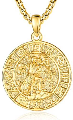 Sternzeichen Wassermann Anhänger Kette Gold Wassermann Halskette Herren Tierkreiszeichen Anhänger Schmuck Sternzeichen Konstellation Kette Geschenke für Männer