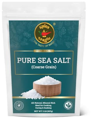Spice Magic Pure Sea Salt, Coarse Grain, 2 lb (32 oz)|Unrefined | Ideal for Salt Grinders Cooking & Culinary Use
