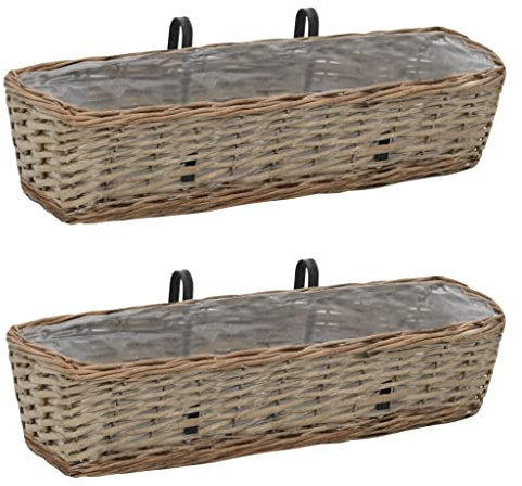 Générique Jardinière de Balcon 2 pcs Osier avec Doublure en PE 60 cm,Maison & Jardin,Pelouses & Jardins,Jardinage,Pots & Cache-Pots,Brun,2.55 KG,246829